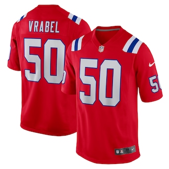mens nike mike vrabel red new england patriots retired playe